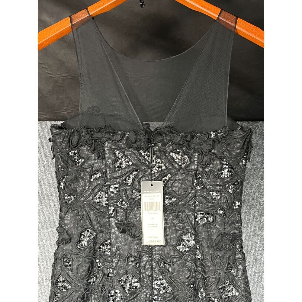 NWT BCBG Maxazria Rita Dress $958 Sleeveless Floral Embroidered Black Womens 2 - Picture 12 of 16